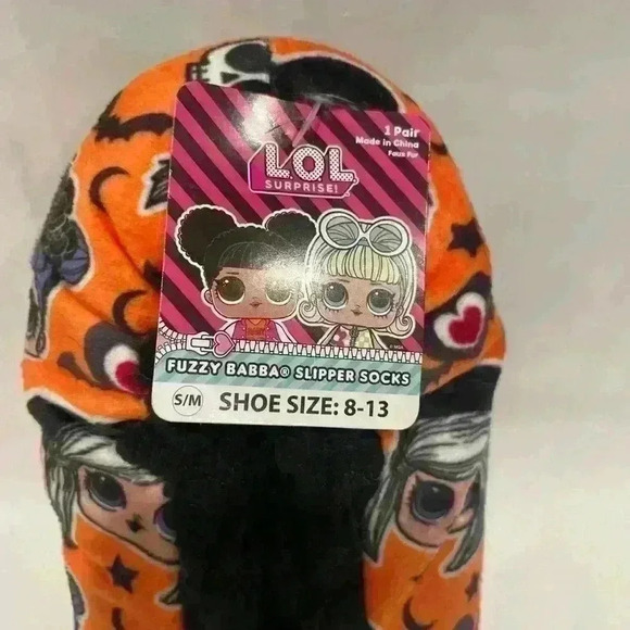 L.O.L Surprise 💀 Halloween Slipper Socks with Grippers shoe size s/m 8-13 kids - Picture 3 of 9